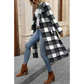 Plus Size Collar Plaid Lace Up Casual Long Jacket