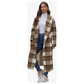 Plus Size Collar Plaid Lace Up Casual Long Jacket