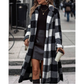Plus Size Collar Plaid Lace Up Casual Long Jacket