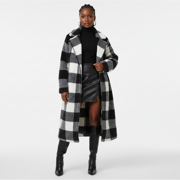Plus Size Collar Plaid Lace Up Casual Long Jacket – YELLOW SUB TRADING