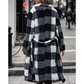 Plus Size Collar Plaid Lace Up Casual Long Jacket