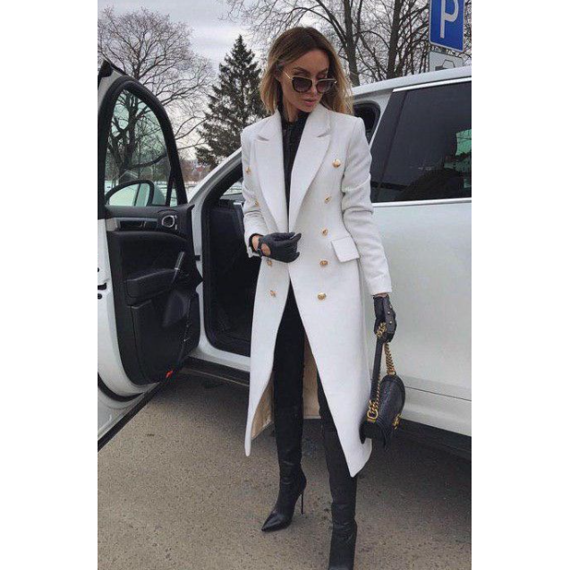 Double Breasted Slant Pockets Belted Trench Coat