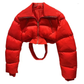 Women's Net Red Black Puffer Trench Coat