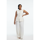 Sleeveless Button Front Vest Blazer & Wide Leg Pants
