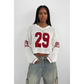 Unisex Style Knit Striped & Number Printed Cover Up Sweater