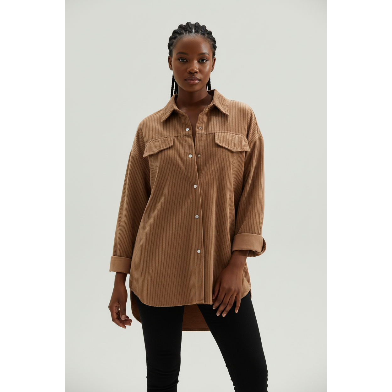 Plain Button Front Casual Versatile Long Sleeve Shirt