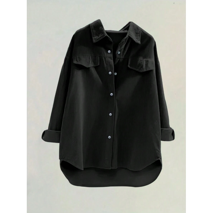 Plain Button Front Casual Versatile Long Sleeve Shirt