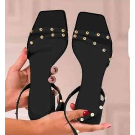 Cross-Strap Square Toe Chunky Heel Shoes