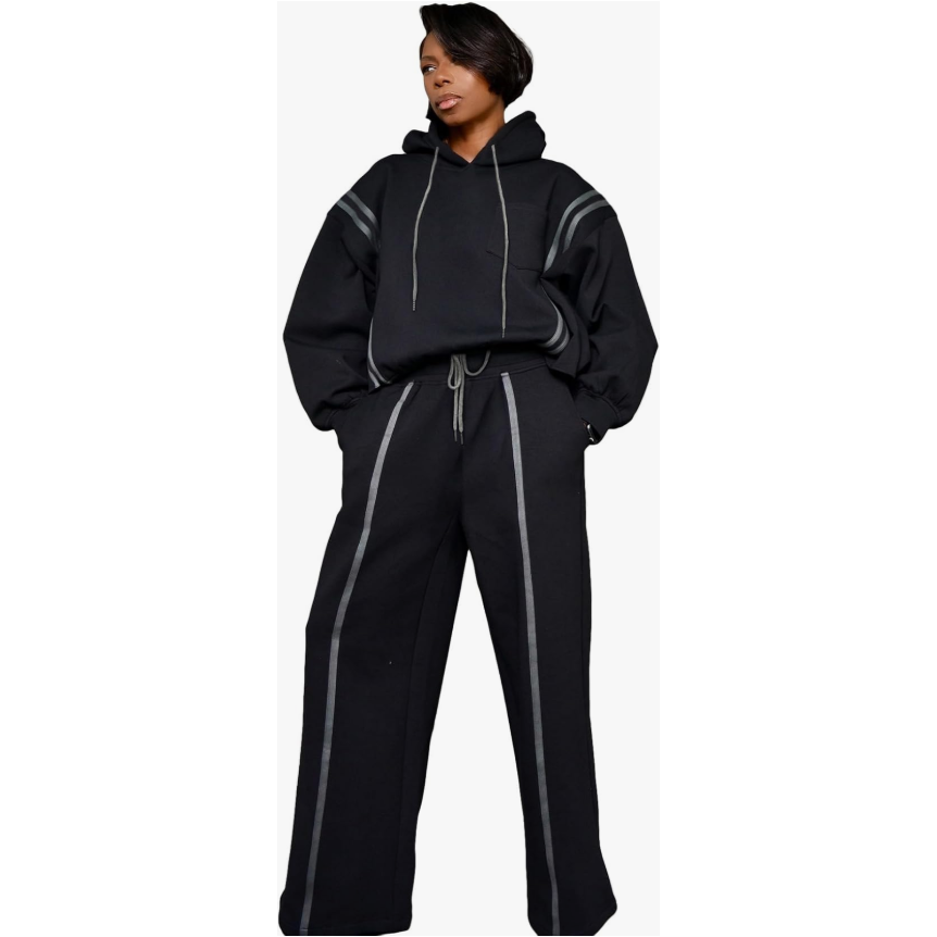 Regular Fit Overhead Hoodie & Piping Jogger 2 Piece Set