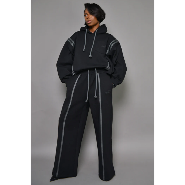 Regular Fit Overhead Hoodie & Piping Jogger 2 Piece Set