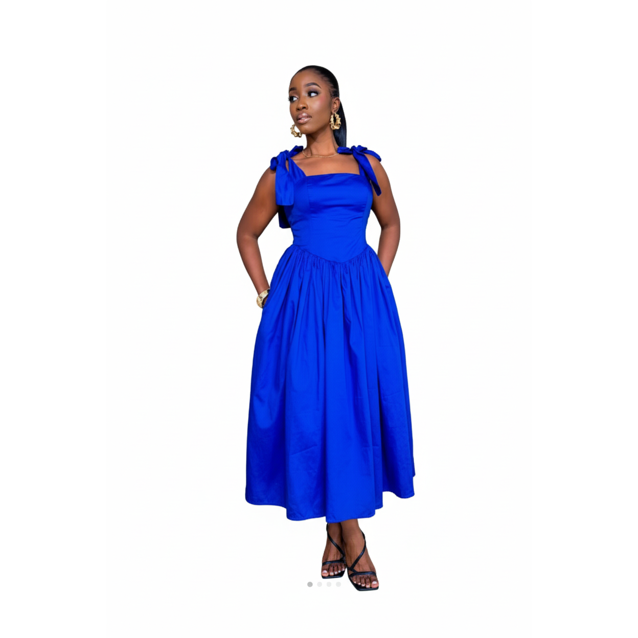 Thick Tie Shoulder Elegant Maxi Dress