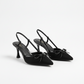 Elegant Women's Black Pointed Toe Bowknot High Heel Sandals