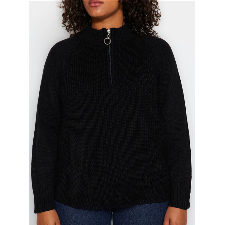 Thermal Blouses Polo Neck Knitted 1/2 Zip Sweatshirt
