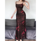 Spaghetti Strap Print Sleeveless Bodycon Long Dress