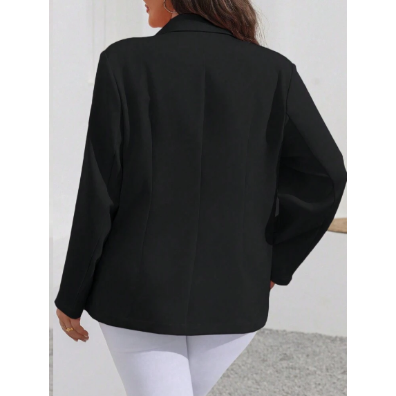 Plus Lapel Neck Solid Double Graduation Breasted Blazer