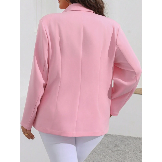 Plus Lapel Neck Solid Double Graduation Breasted Blazer