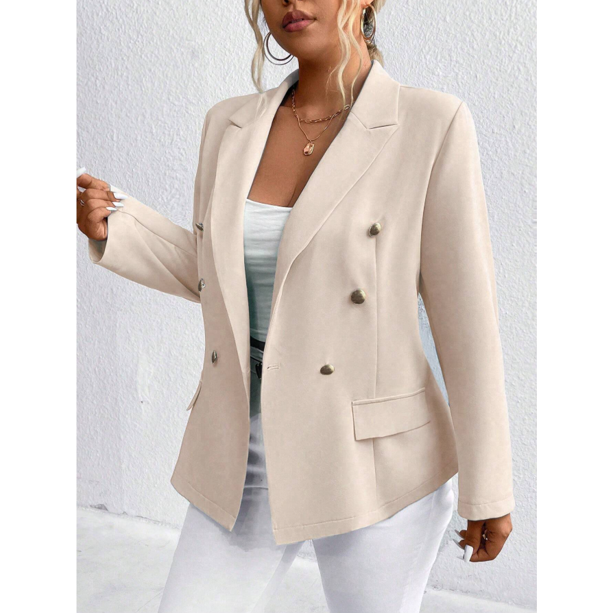 Plus Lapel Neck Solid Double Graduation Breasted Blazer