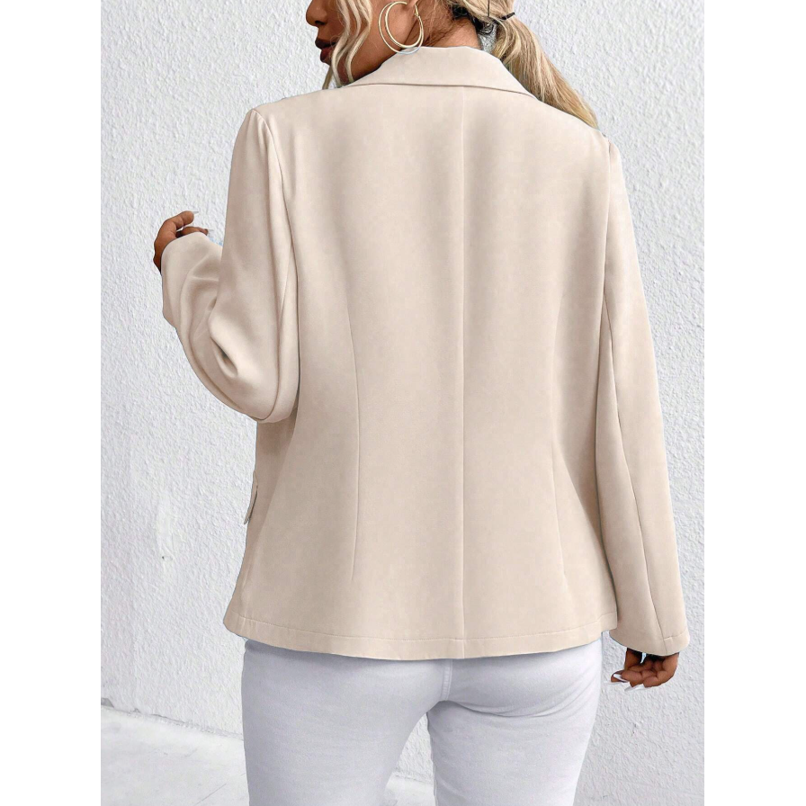 Plus Lapel Neck Solid Double Graduation Breasted Blazer