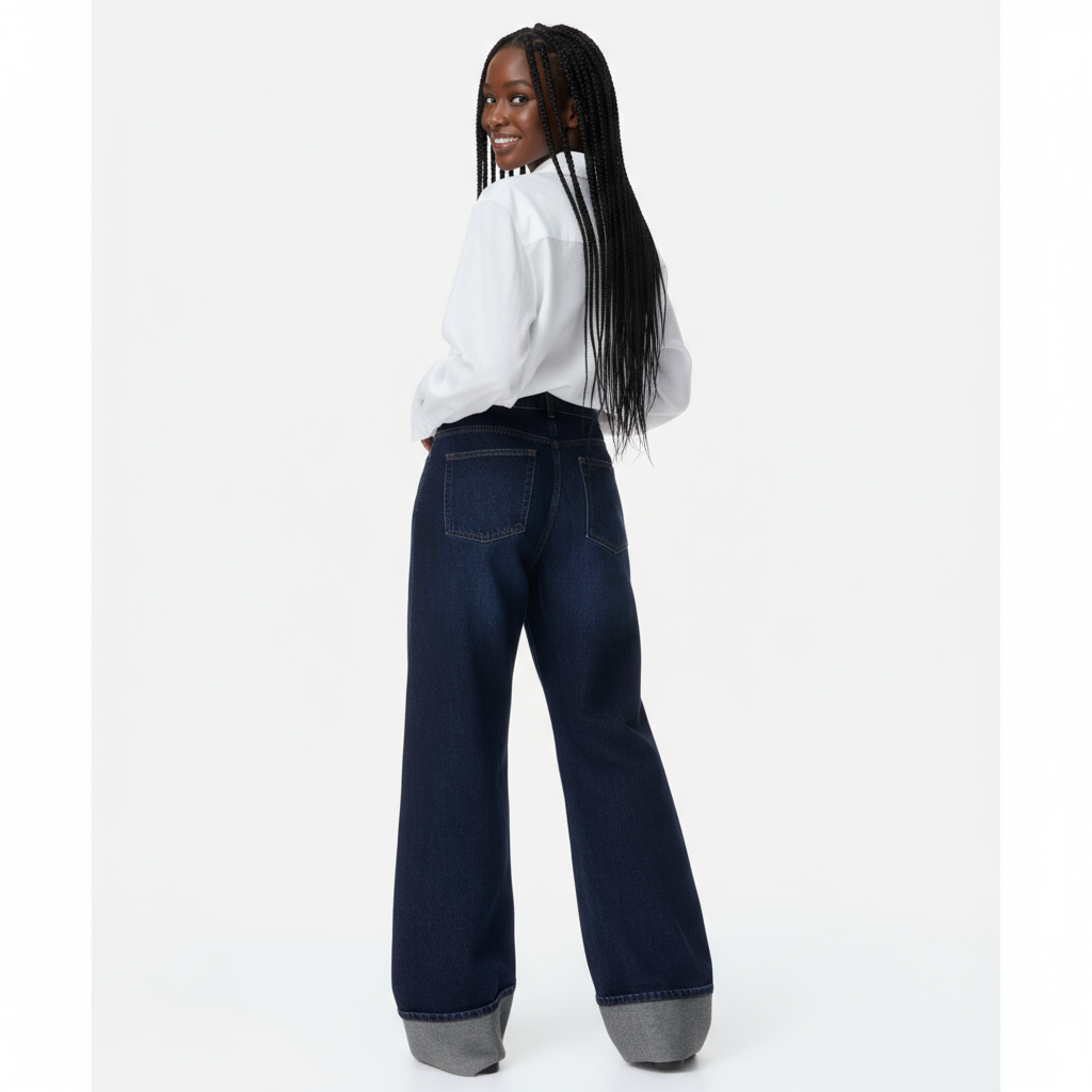 Casual Straight Wide Leg Denim Pants
