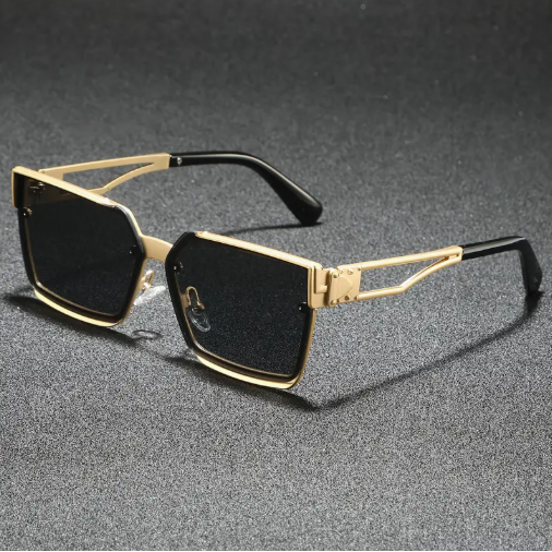 1 Pair of Unisex Retro Half-Frame Square Sunglasses with Protection