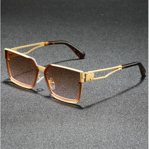 1 Pair of Unisex Retro Half-Frame Square Sunglasses with Protection
