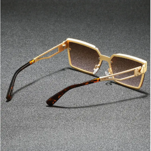 1 Pair of Unisex Retro Half-Frame Square Sunglasses with Protection