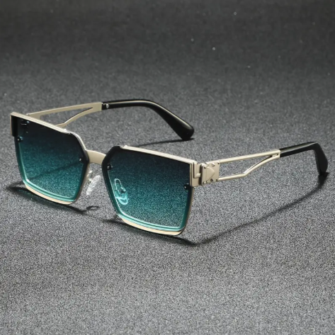 1 Pair of Unisex Retro Half-Frame Square Sunglasses with Protection