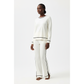 Knitted Sweater Tracksuits Split Up Pullover Top & Wide Leg Pants Set