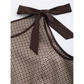Retro Houndstooth Contrast Tie Bowknot Waist Slim Fit Suspender Skater Dress