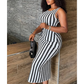 Women's Striped Bodycon Sleeveless Elegant Midi Dress