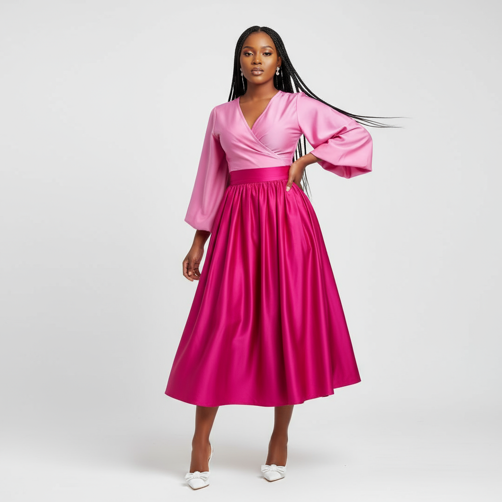 Silky Satin Pleated Maxi Skirt