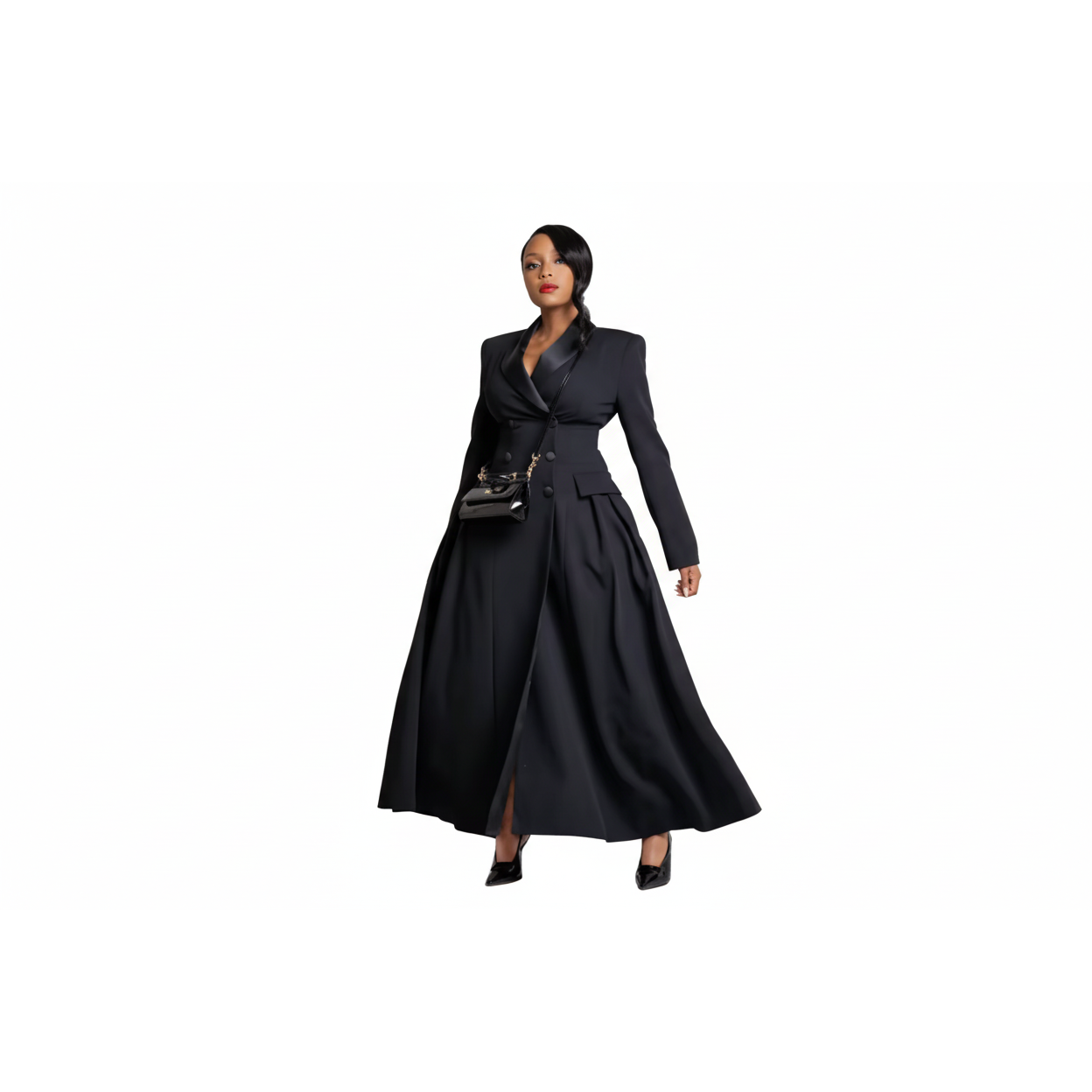 Long Coat Plus Size Double Breasted Ladies Wedding Wear Party Prom Dress