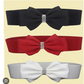 Elastic Wide Waist Belt with Large Floral Chiffon Bow