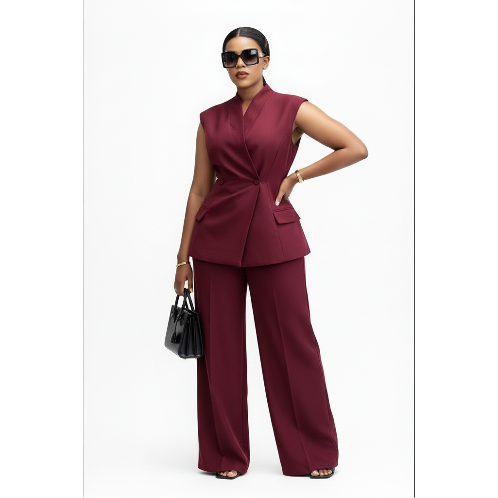 Sleeveless Top and Long Pants 2 Piece Set