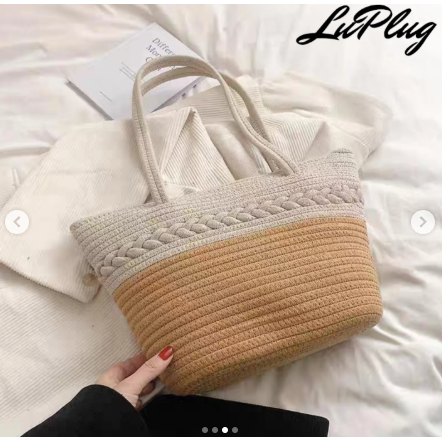 Summer Tote Big Straw  Rattan Shoulder Bag Purse