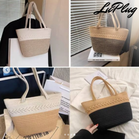 Summer Tote Big Straw  Rattan Shoulder Bag Purse