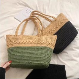 Summer Tote Big Straw  Rattan Shoulder Bag Purse