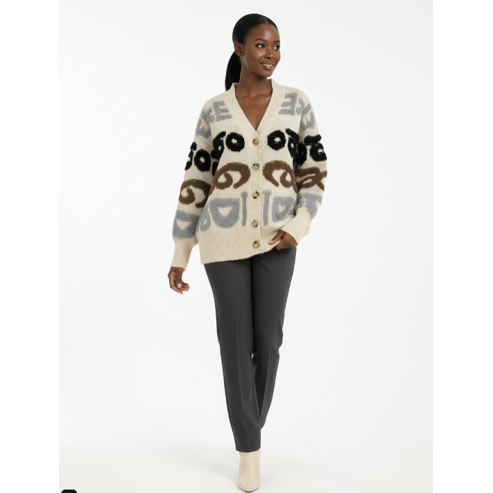 Women's Knitted Abstract Cardigan
