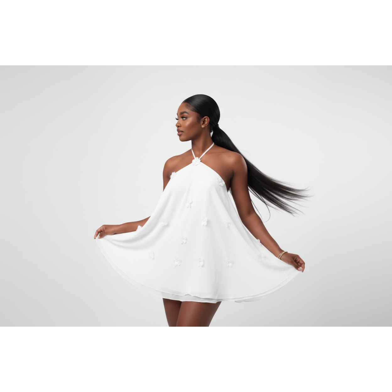 Floral Halter Chiffon Mini Dress