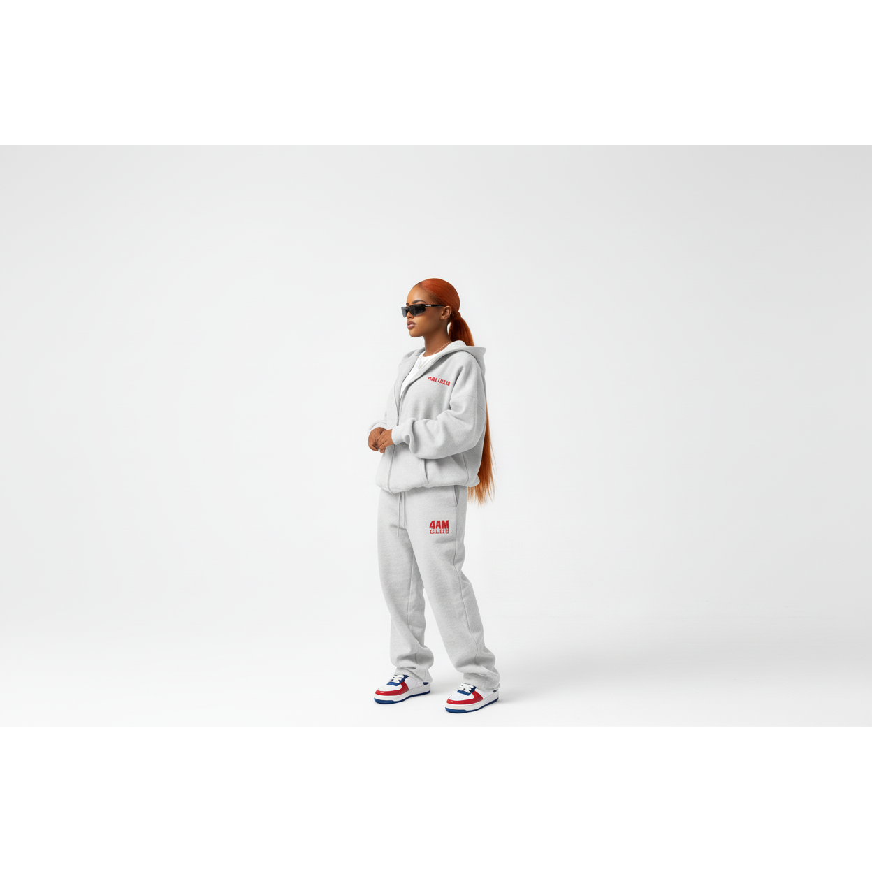 Plus Size Zip-Up Hoodie & Wide-Leg Pants