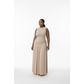 Sleeveless Mock-Neck Ruched Maxi Dress