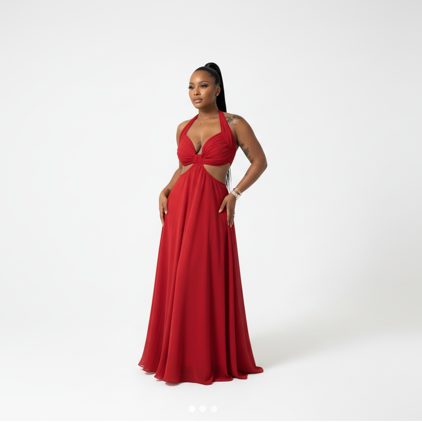 Sleeveless Layered Folds Maxi Dress