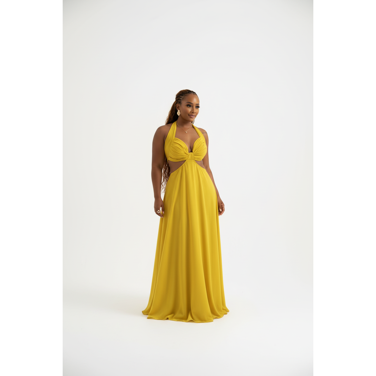 Sleeveless Layered Folds Maxi Dress