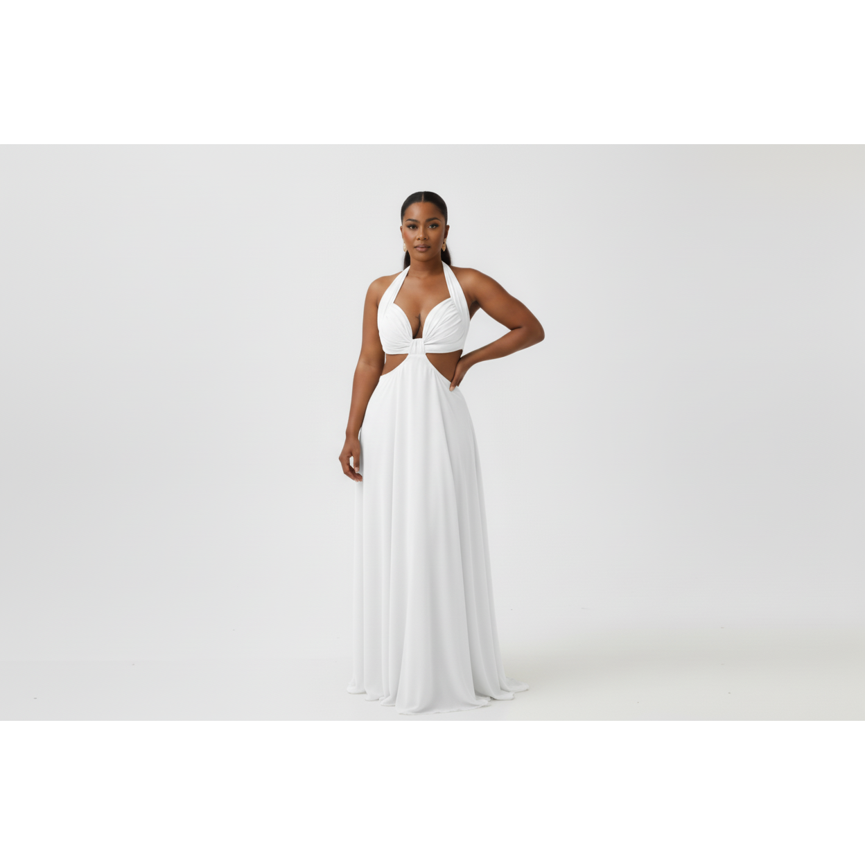 Sleeveless Layered Folds Maxi Dress