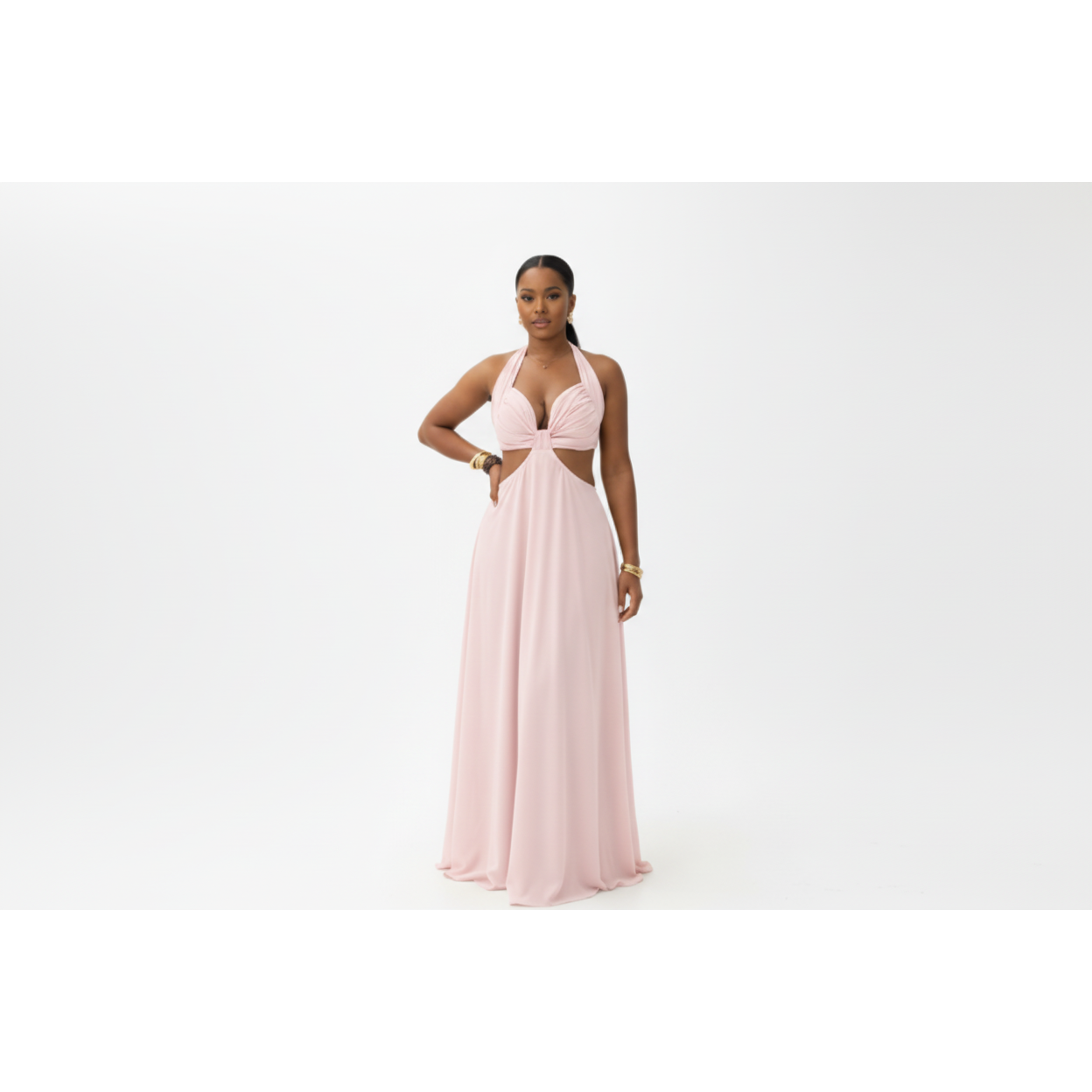 Sleeveless Layered Folds Maxi Dress