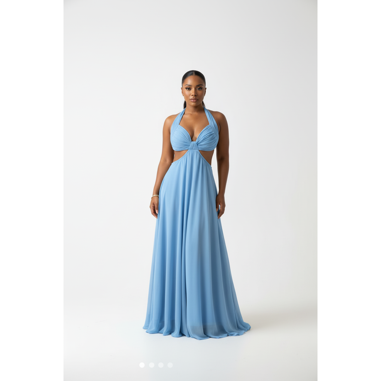 Sleeveless Layered Folds Maxi Dress