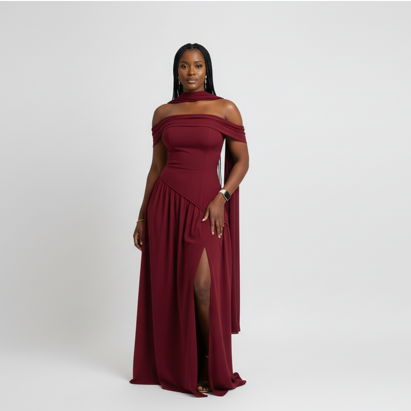 Asymmetrical Hem & Lace-Up High Split Dress