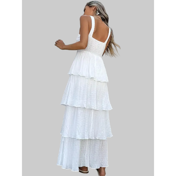 Textured Ruffle Layered Maxi Dress