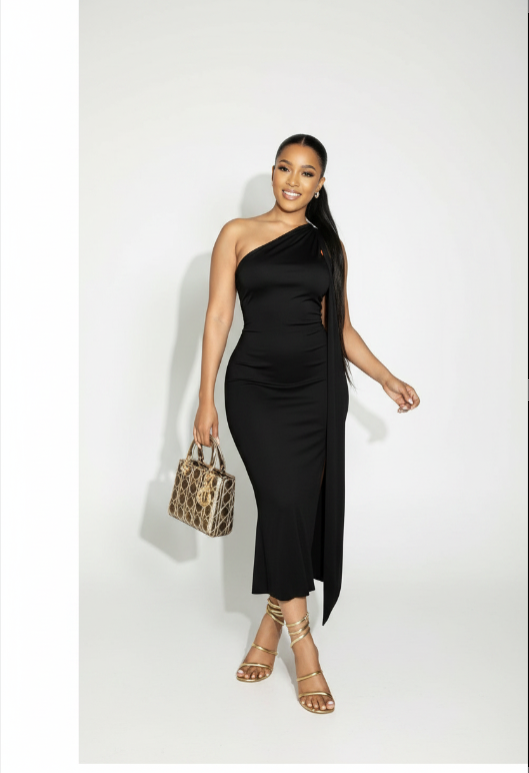 One-Shoulder High Slit Bodycon Dress