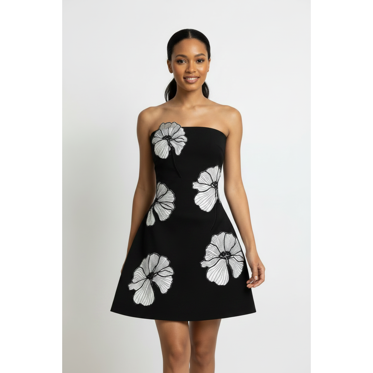 Floral Print Strapless Tube Mini Dress